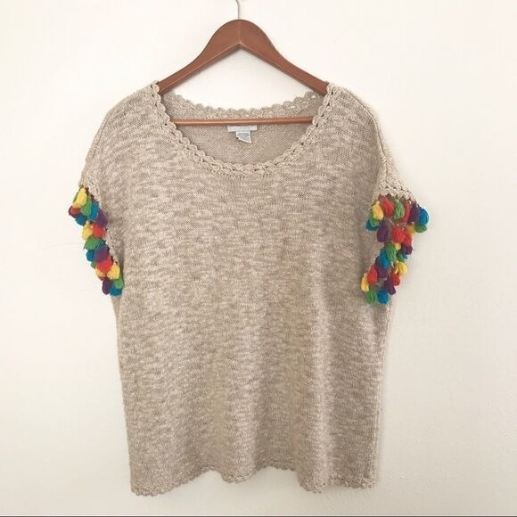 ** Soft Surroundings ** fun tasseled sweater - Picture 2 of 4